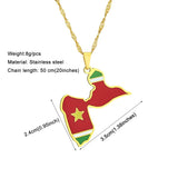 Enamel Drop Guadeloupe Map Flag Pendant Necklace For Women