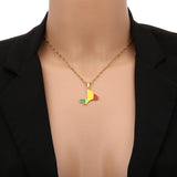 Enamel Drop Mali Map Flag Pendant Necklace For Women Girls Stainless Steel