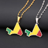 Enamel Drop Mali Map Flag Pendant Necklace For Women Girls Stainless Steel