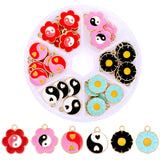 Enamel Yin Yang Tai Chi Charms Flower Pendants DIY Jewelry Making Kit