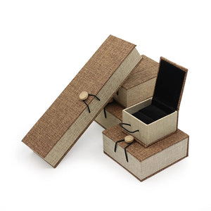 Wooden Buckle Linen Ring Bracelet Pendant Long Chain Jewelry Box