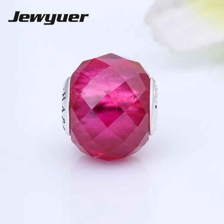 925 Silver Small Hole Beads HAPPINESS Charms for Thin Bracelets