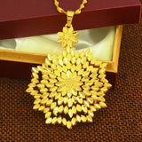 Ethiopian Flower Pendant Necklace 24K for Women