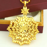 Ethiopian Flower Pendant Necklace 24K for Women