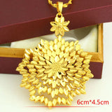 Ethiopian Flower Pendant Necklace 24K for Women