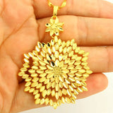 Ethiopian Flower Pendant Necklace 24K for Women