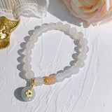 Ethnic Agate Beaded Strand Bracelet Lucky Flower Charm Jewelry