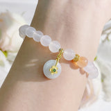 Ethnic Agate Beaded Strand Bracelet Lucky Flower Charm Jewelry