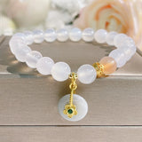 Ethnic Agate Beaded Strand Bracelet Lucky Flower Charm Jewelry