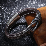 Ethnic Style Stainless Steel Bracelet with Leather