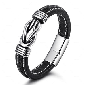 Ethnic Style Stainless Steel Bracelet with Leather