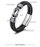 Ethnic Style Stainless Steel Bracelet with Leather