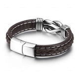 Ethnic Style Stainless Steel Bracelet with Leather