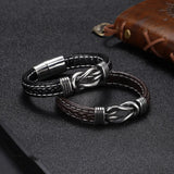 Ethnic Style Stainless Steel Bracelet with Leather
