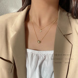 Minimalist Choker Necklace w/16K Brass Chain for Women Lady Party Wedding