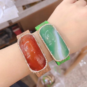Trendy Women's Leather Agate Bracelet