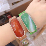 Trendy Women's Leather Agate Bracelet