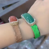 Trendy Women's Leather Agate Bracelet