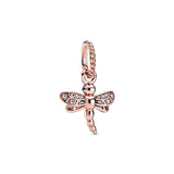 925 Silver Rose Leaf Dangle Charm for Bracelet