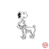 Europe Safety Chain Charm Dog Bone Paw Print Beads 925 Silver