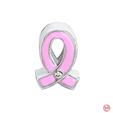 925 Sterling Silver Pink Ribbon Love Heart Cat Paw Bead Charm