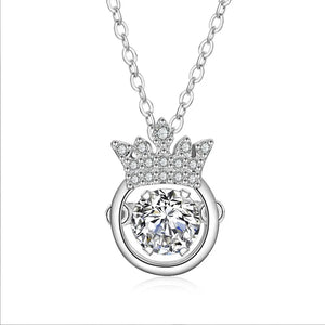 925 Silver Crystal Austrian Crown Necklace For Woman Christmas