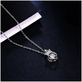 925 Silver Crystal Austrian Crown Necklace For Woman Christmas