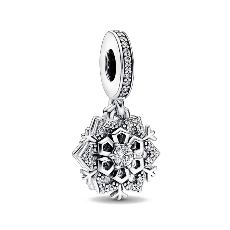 925 Silver Christmas House Snowflake Beads for Bracelet