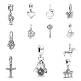 925 Silver Heart Cross Family Pendant Beads for Bracelet
