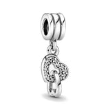 925 Silver Heart Cross Family Pendant Beads for Bracelet