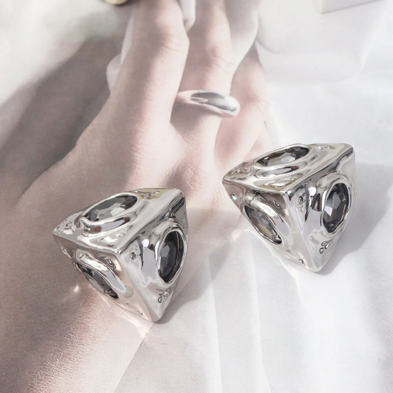 Big Gem Stone Ear Clip Jewelry For Woman