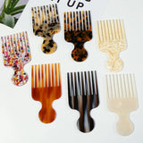 Leopard Print Acetic Acid Hair Comb Marbling Round Handle Anti Static Comb