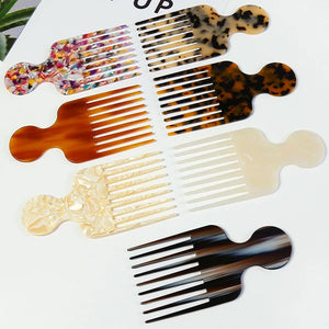 Leopard Print Acetic Acid Hair Comb Marbling Round Handle Anti Static Comb