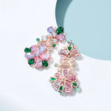 Colorful Zircon Flower Earrings for Women, High-end Jewelry Gift