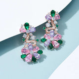 Colorful Zircon Flower Earrings for Women, High-end Jewelry Gift