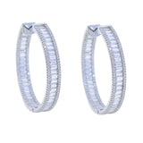 European Big Hoop Earrings 45mm Paved Sparking CZ Jewelry Silver Earring