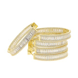 European Big Hoop Earrings 45mm Paved Sparking CZ Jewelry Silver Earring