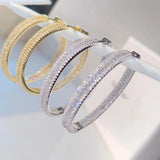 European Big Hoop Earrings 45mm Paved Sparking CZ Jewelry Silver Earring