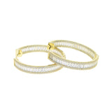 European Big Hoop Earrings 45mm Paved Sparking CZ Jewelry Silver Earring
