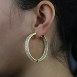 European Big Hoop Earrings 45mm Paved Sparking CZ Jewelry Silver Earring