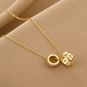 European Classic Geometric Buckle Necklace for Women