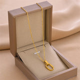 European Classic Titanium Steel Geometric Buckle Necklace Women Jewelry
