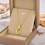 European Classic Titanium Steel Geometric Buckle Necklace Women Jewelry