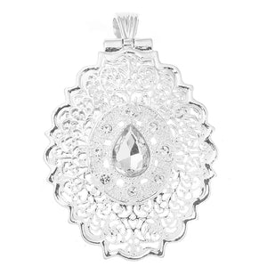 European Jewelry Brooch Moroccan Style Pendant Dual Rhinestone Drop Shaped