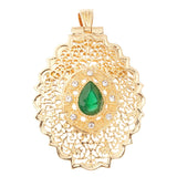 European Jewelry Brooch Moroccan Style Pendant Dual Rhinestone Drop Shaped
