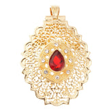 European Jewelry Brooch Moroccan Style Pendant Dual Rhinestone Drop Shaped