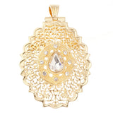 European Jewelry Brooch Moroccan Style Pendant Dual Rhinestone Drop Shaped