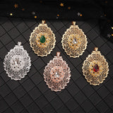 European Jewelry Brooch Moroccan Style Pendant Dual Rhinestone Drop Shaped