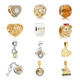 European Pave Heart Diy Bead Fit Pandora 925 Charm Bracelet