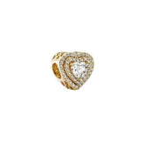 European Pave Heart Diy Bead Fit Pandora 925 Charm Bracelet